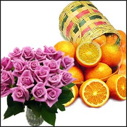 "Round shape cake -1kg , 12 Mixed Roses Bunch - Click here to View more details about this Product